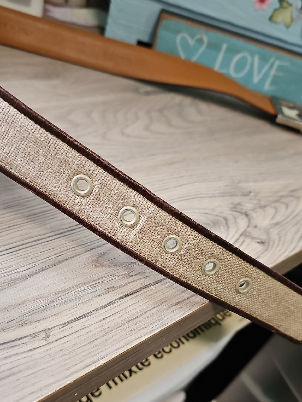 Ralph Lauren Size M women's Canvas and Brown Leather Belt with Silver Buckle - Picture 7 of 8